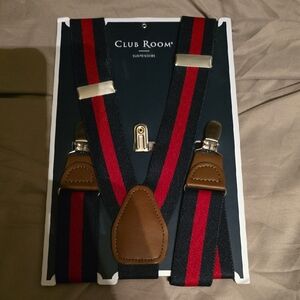Club Room Men's Black and Red Striped Suspenders